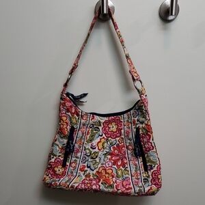 Vera Bradley Floral Patterned Shoulder Bag Pink Blue Green Purse